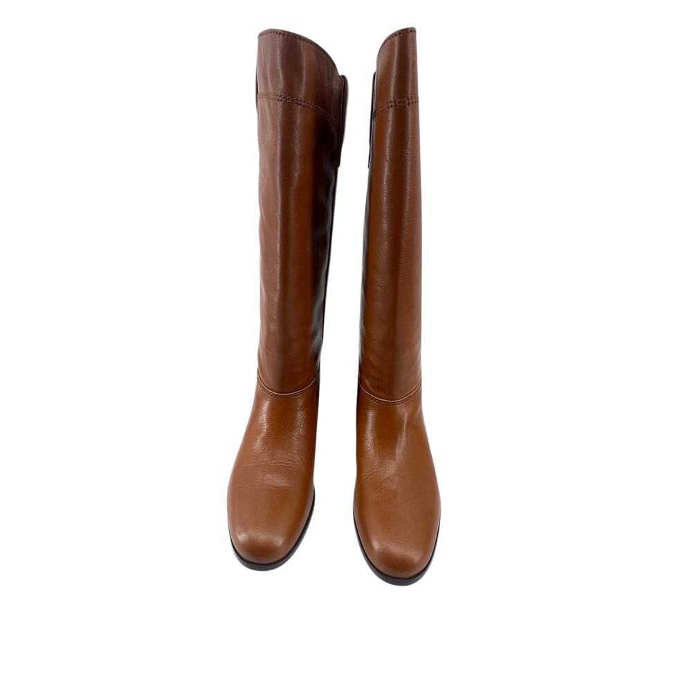 Veronica Beard Dwyer Knee High Riding Boot Size 8 Leather Wide Calf Tall Brown - Picture 3 of 6